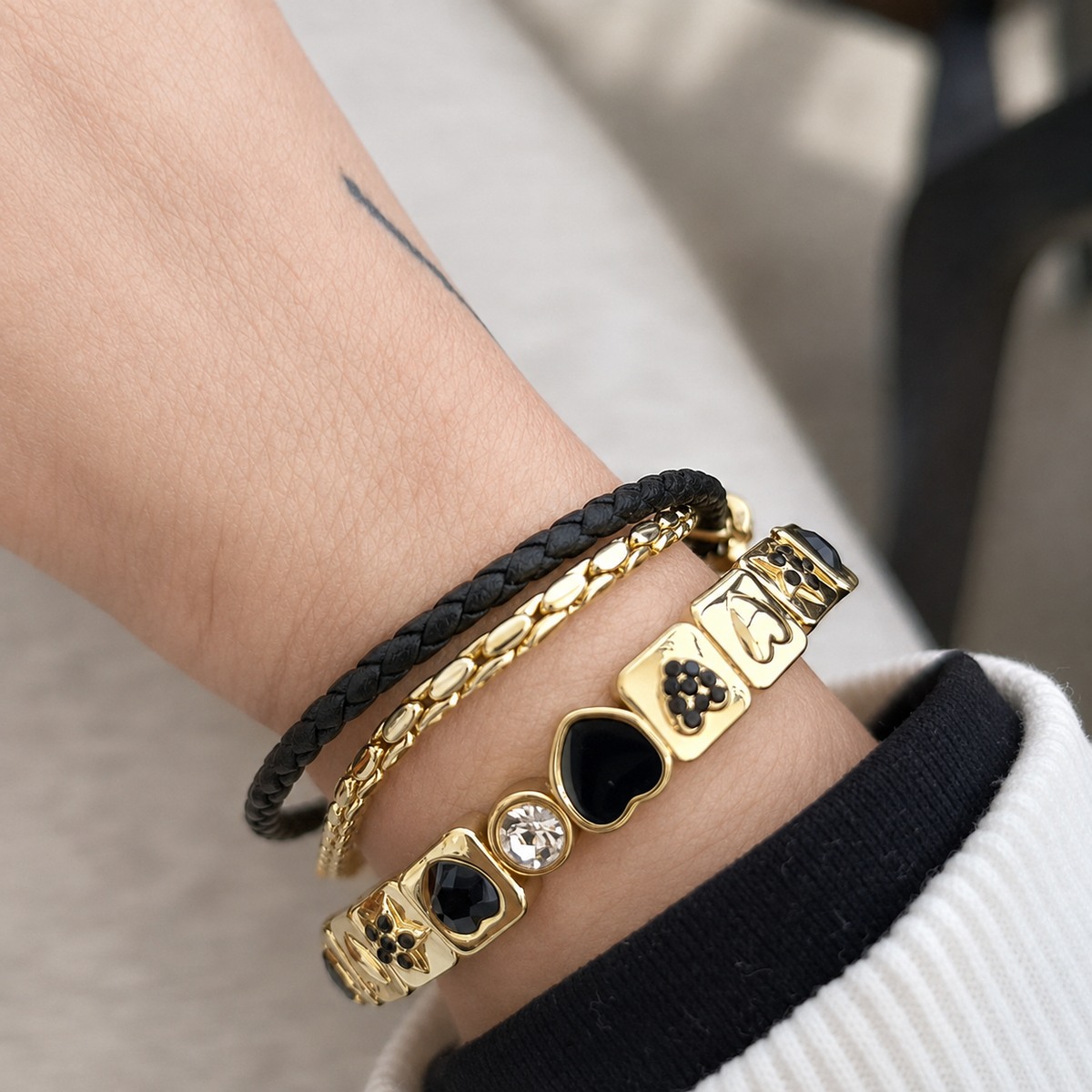 Siyah & Gold Zincir Bileklik